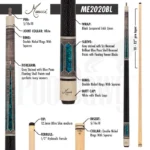 MEUCCI 2020 BLUE PAUA SHELL POOL CUE - Image 2
