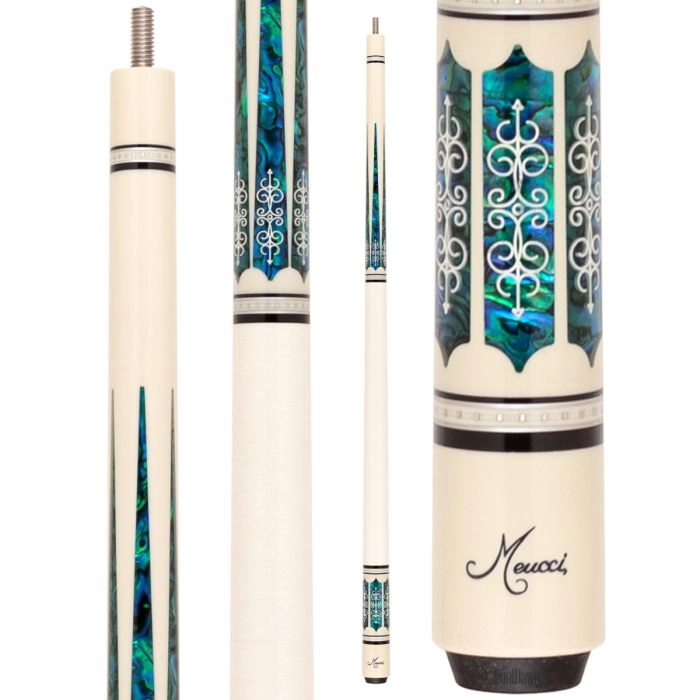 me2103_15 Meucci 21st Century 3 White Paua Shell Pool Cue - Image 1