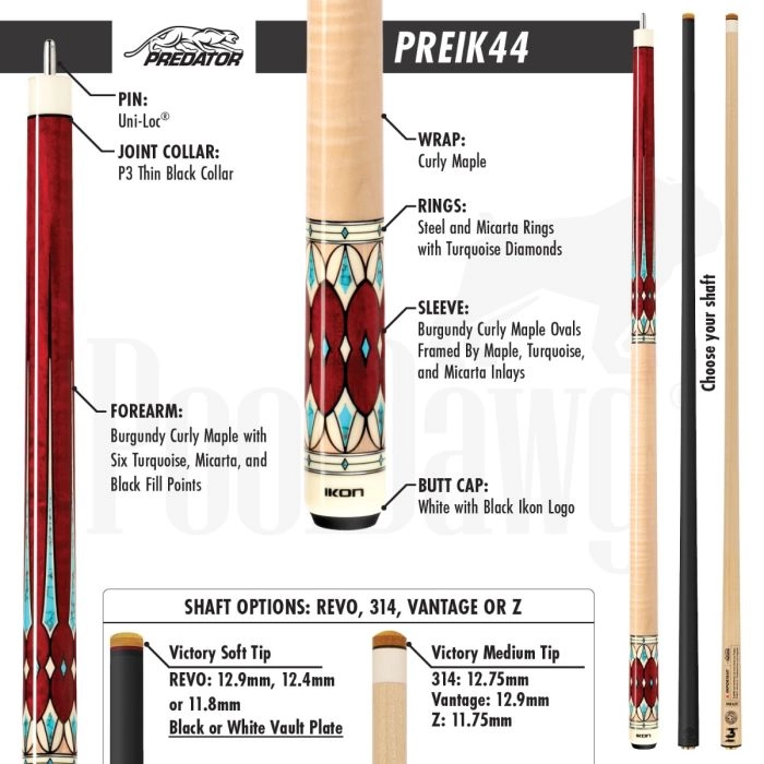 pdcs-preik44 PREDATOR IKON 4-4 POOL CUE - Image 2
